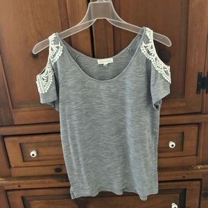 Light Grey Short Sleeve Lace Aéropostale Shirt